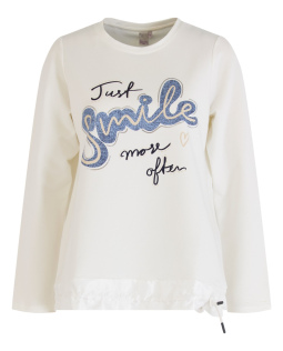 Sweatshirt in Creme mit Saumraffung