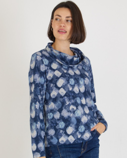 Kuschelsweat in Blau mit Schalkragen