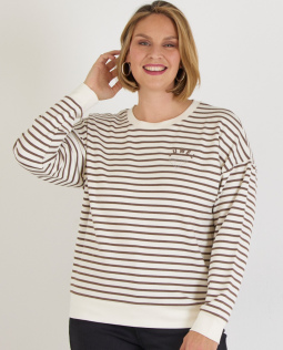 Gestreiftes Sweatshirt in Creme - Juwel