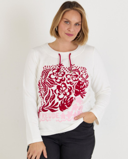 Sweatshirt mit Flockprint in Pink