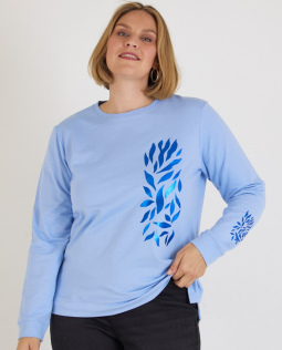 Sweatshirt in Hellblau mit Foliendruck