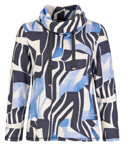 Rollkragen Kuschelsweat mit Print in Hellblau