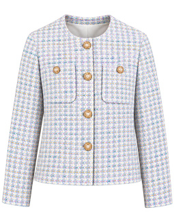 Kurzer Karo Blazer in Hellblau
