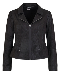 Schwarzer Blazer in Veloursleder-Optik
