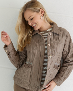 Kurze Steppjacke in Taupe