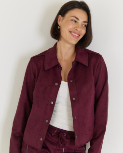 Blazer in Beere in Veloursleder-Optik 