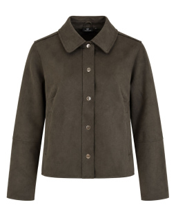 Blazer in Olive in Veloursleder-Optik 