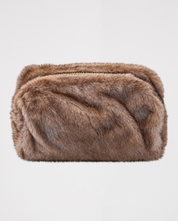 Flauschige Kosmetiktasche in Braun