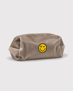 Samt Kosmetiktasche in Beige