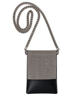 Handytasche mit Strassklappe in Silber
