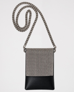 Handytasche mit Strassklappe in Silber