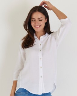 Lässige Hemdkragenbluse in Weiß
