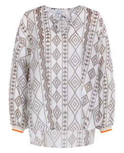 Bluse in Braun mit Ornamentendruck