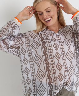 Bluse in Braun mit Ornamentendruck