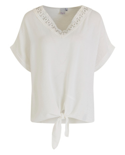Bluse in Creme mit V-Ausschnitt