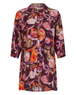 Longbluse in Bordeaux mit Kreisdruck