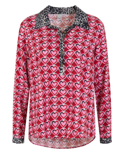 Bluse in Rot mit Herzchendruck