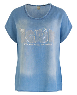 Lyocell Schlupfbluse mit Strass-Schriftzug