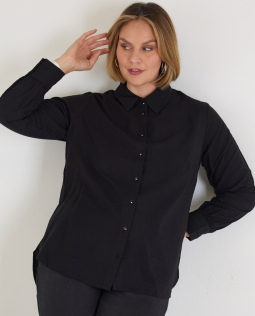 Uni Hemdkragenbluse in Schwarz