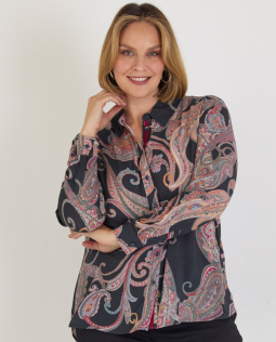 Hemdkragenbluse mit Paisleydruck