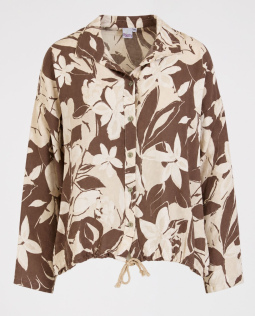 Bluse in Beige mit Blumendruck