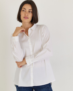 Lange Hemdkragenbluse mit 2 Knopfleisten