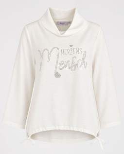 Bluse in Creme mit Rollkragen
