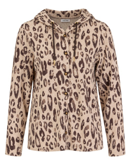 Hoodie Bluse in Beige mit Leodruck
