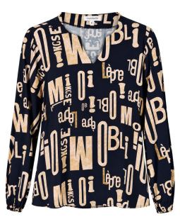 Viskose Bluse in Blau mit Buchstabendruck
