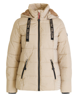 Kurze Steppjacke in Beige mit Karodesign