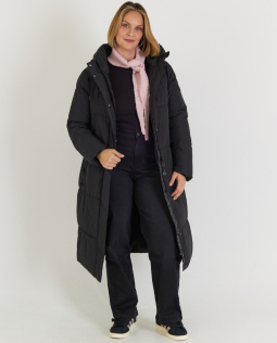 Wadenlange Steppjacke in Schwarz