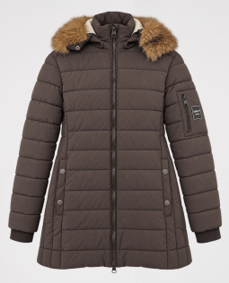 Steppjacke in Braun mit Fellkapuze