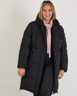 Knielange Steppjacke in Schwarz 
