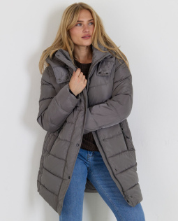 Lange Steppjacke in Grau 