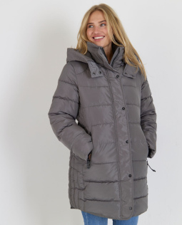 Lange Steppjacke in Grau 