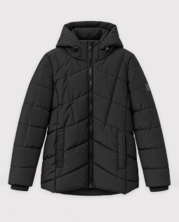 Steppjacke mit Kapuze in Schwarz 