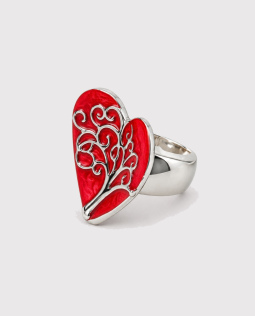 Fingerring mit Herz in Rot