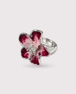 Fingerring mit Blütendesign in Rot
