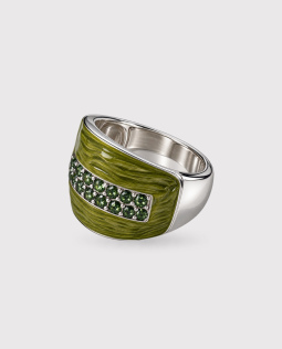Fingerring mit Strasssteinen in Grün