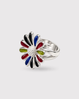 Fingerring mit bunten Blütenblättern