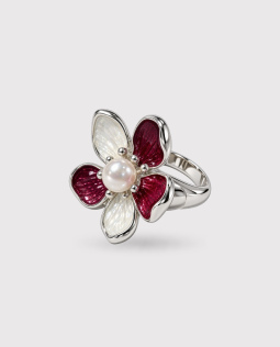 Fingerring mit Perle in Bordeaux