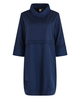 Ballonkleid in Blau mit Materialmix
