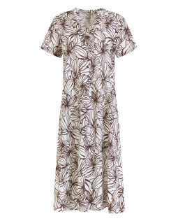 Langes Kleid mit Blumendruck in Braun