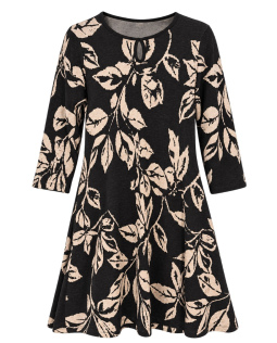 Ausgestelltes Jacquard Kleid in Schwarz