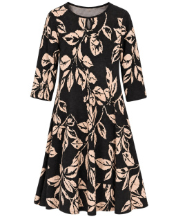 Ausgestelltes Jacquard Kleid in Schwarz