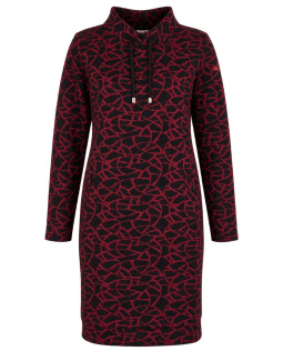 Jacquard Kleid in Beere mit Taschen