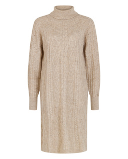 Strickkleid in Beige mit Rollkragen