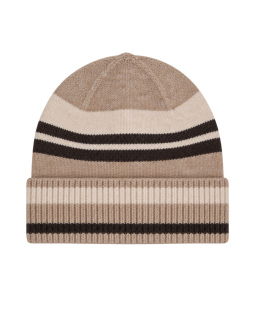 Gestreifte Mütze in Beige