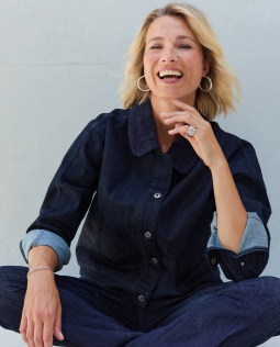 Jeansjacke mit Cord-Kragen