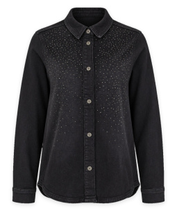Jeanshemd in Schwarz mit Strass